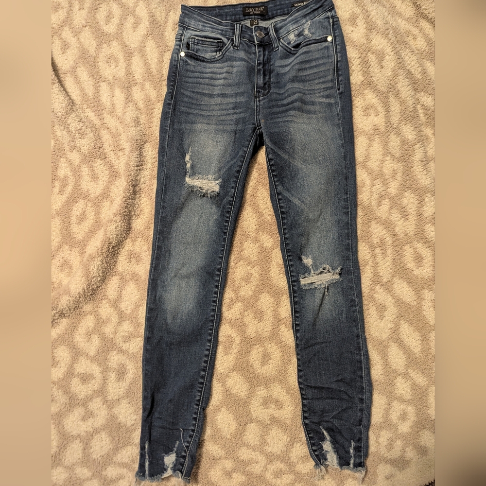 Distressed Blue Jeans